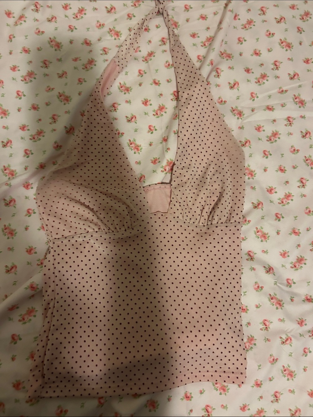 Timing Pink Halter Polka Dot Camisole